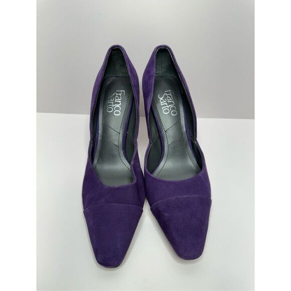 Franco Sarto Pumps Womens Size 9 Leather Suede Purple Slip On Casual Heels - Picture 3 of 12